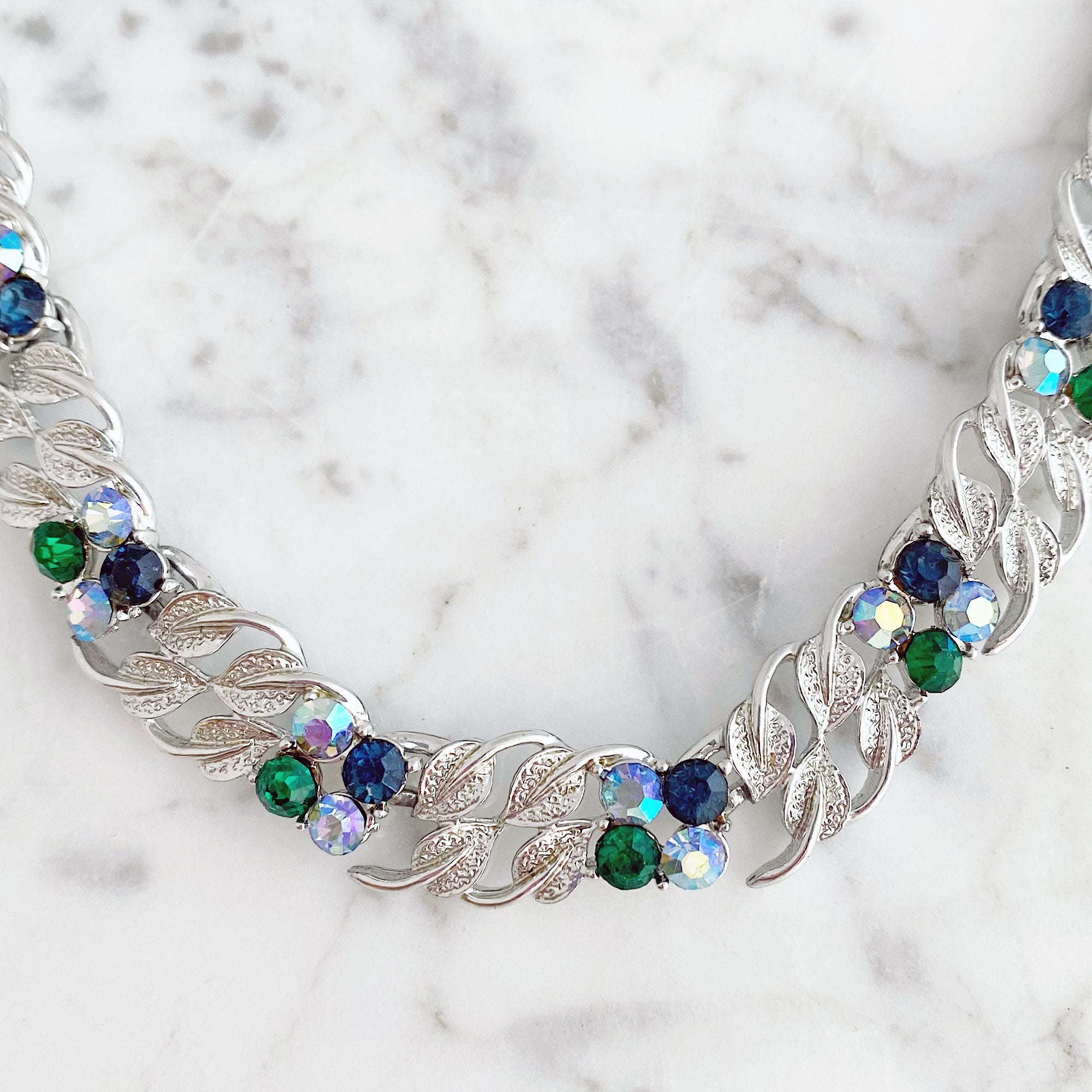 LILAH vintage silver rhinestone necklace - 