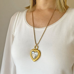 LIONEL gold crystal heart pendant necklace - 