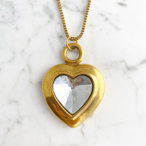 LIONEL gold crystal heart pendant necklace-GREEN BIJOU