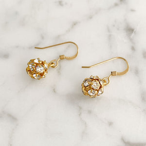 LOLA gold rhinestone ball earrings - 