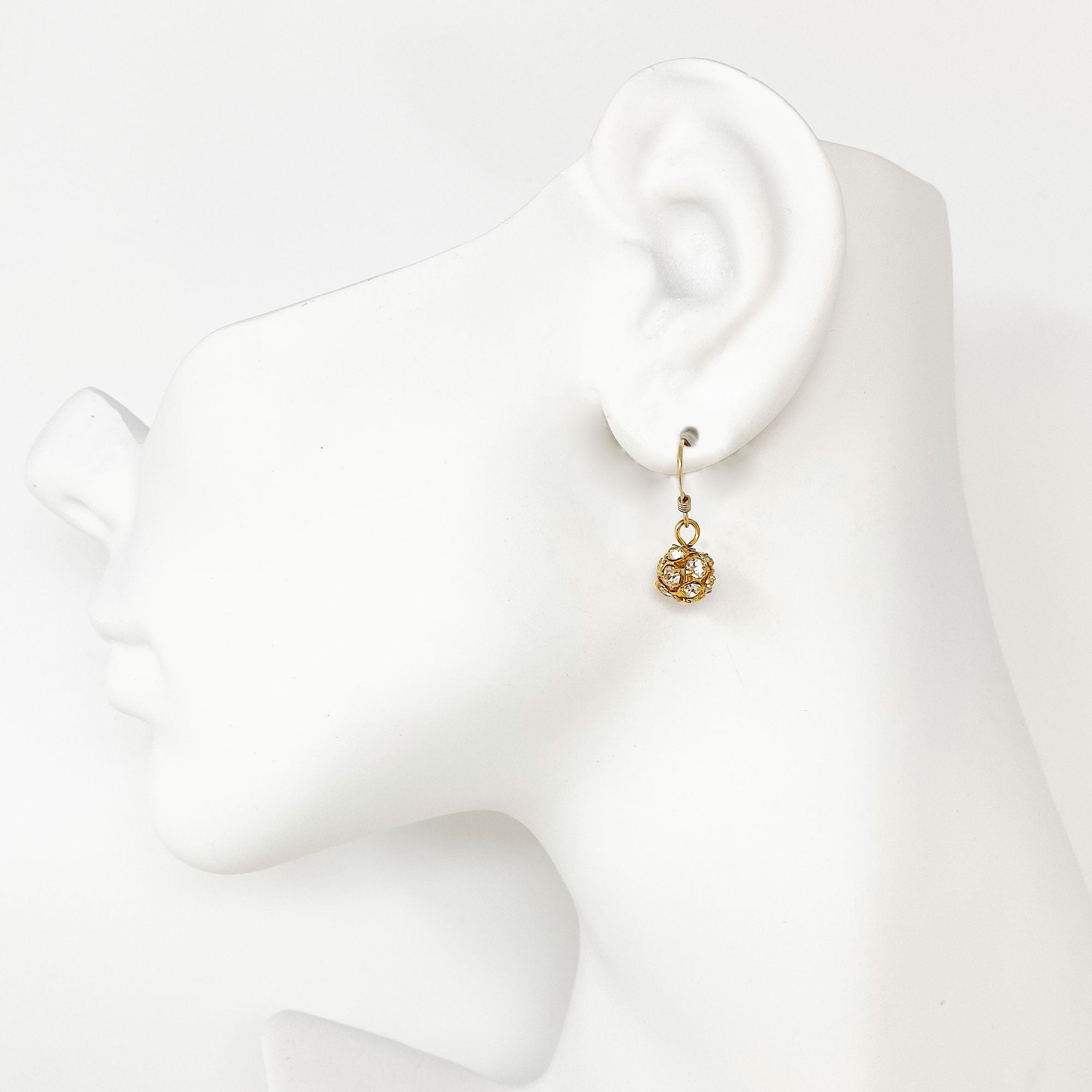 LOLA gold rhinestone ball earrings