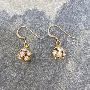 LOLA gold rhinestone ball earrings - 