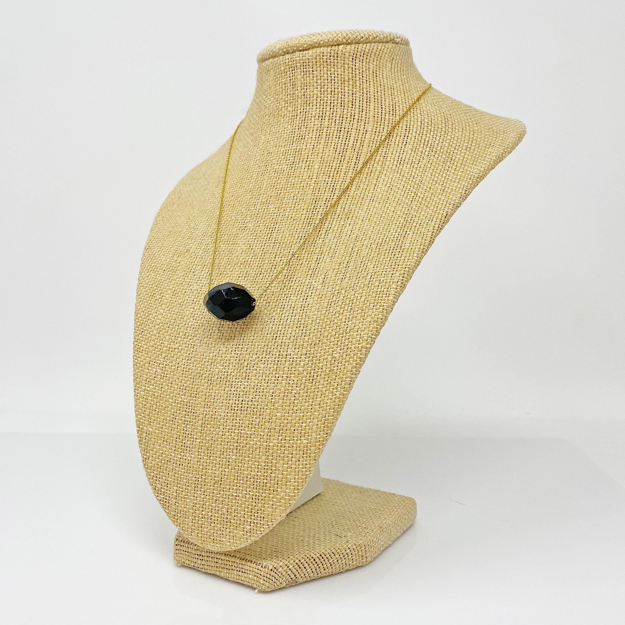 LUKAS vintage onyx 14kt gold necklace - 