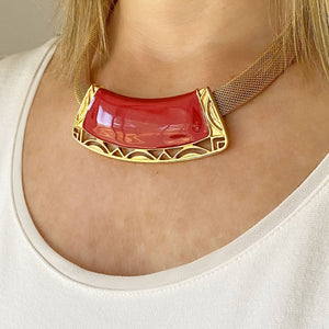 MAHONEY Monet red and gold mesh necklace - 