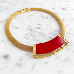 MAHONEY Monet red and gold mesh necklace - 