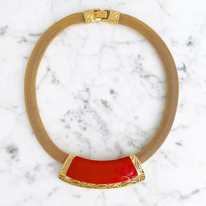 MAHONEY Monet red and gold mesh necklace-GREEN BIJOU