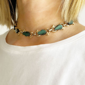 MALENA green and gold choker necklace - 