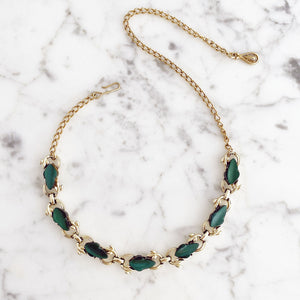 MALENA green and gold choker necklace-GREEN BIJOU