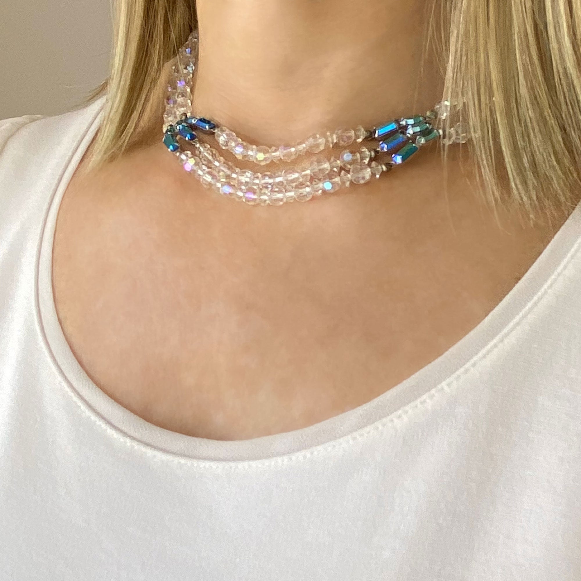 Women's Dramatic Vintage Crystal Collar Necklace and Hypoallergenic Ea –  Rosemarie Collections