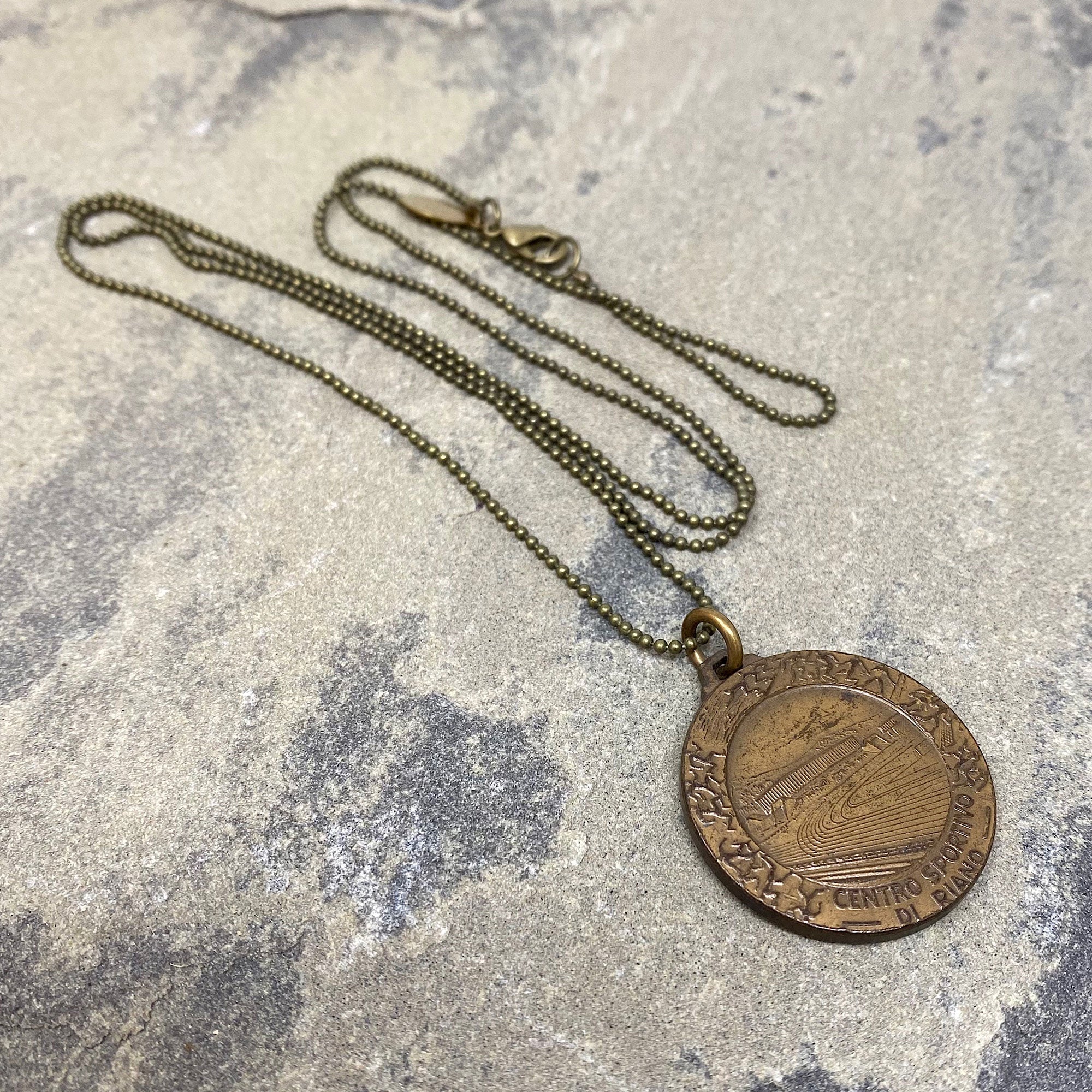 MARCO vintage Italian brass pendant necklace