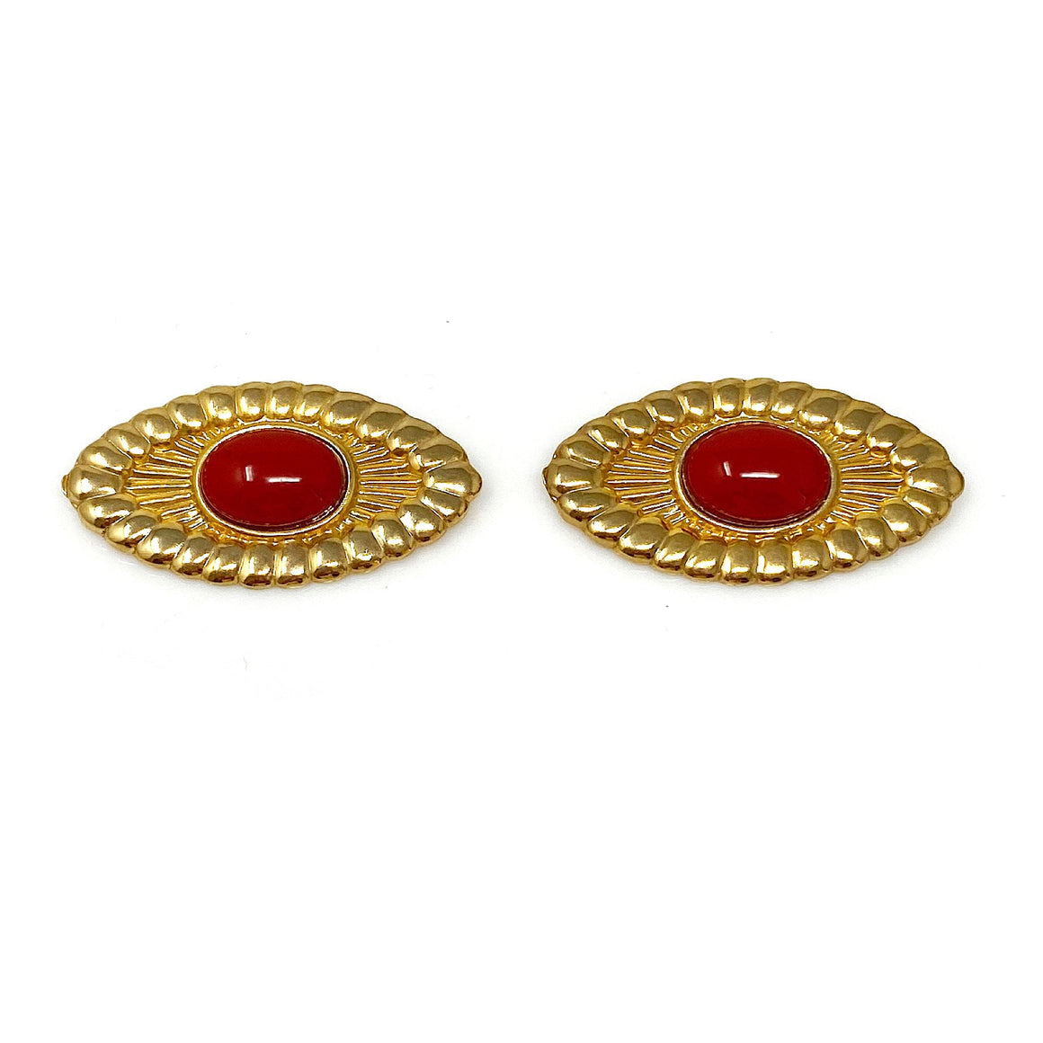 MEGHAN gold carnelian shoe clips-GREEN BIJOU