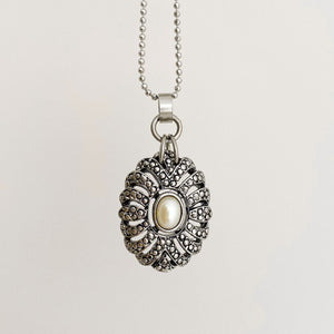 MERCEDES vintage marcasite pendant necklace - 
