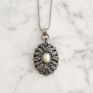 MERCEDES vintage marcasite pendant necklace - 