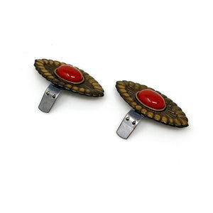 MIGUEL bronze carnelian shoe clips - 