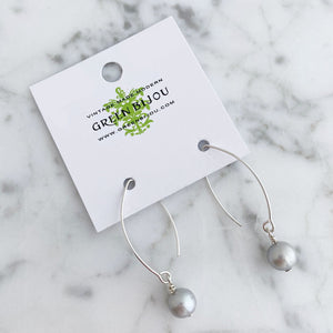 NYAH grey freshwater pearl sterling earrings - 