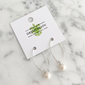 NYAH white freshwater pearl sterling earrings - 