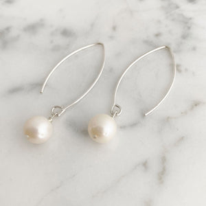 NYAH white freshwater pearl sterling earrings - 