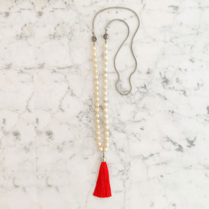 QUESTA pearl and tassel necklace - 
