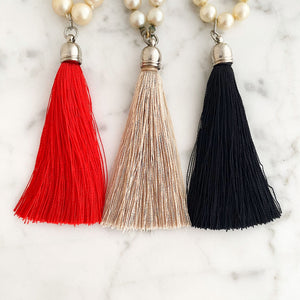 QUESTA pearl and tassel necklace - 