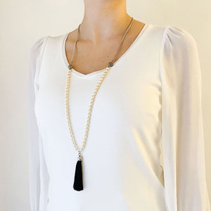 QUESTA pearl and tassel necklace - 