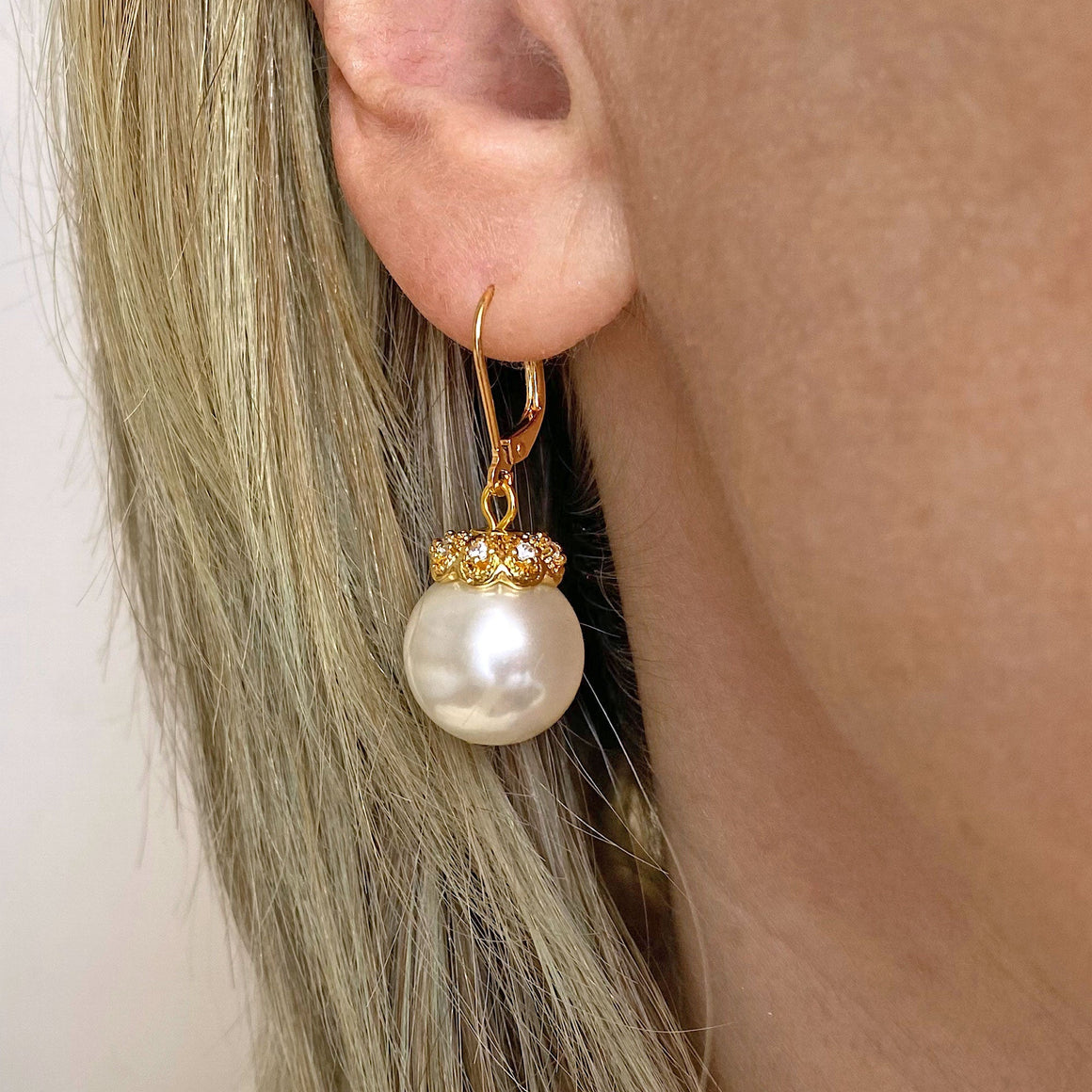 RASHIDA 18kt gold pearl earrings-GREEN BIJOU