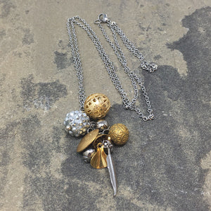 RILEY mixed metal charm necklace - 