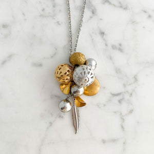 RILEY mixed metal charm necklace - 