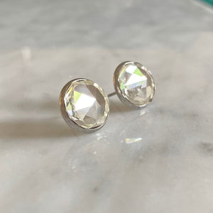 RONA faceted Czech crystal studs-GREEN BIJOU