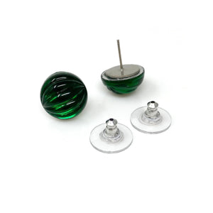 RONA ridged emerald studs - 