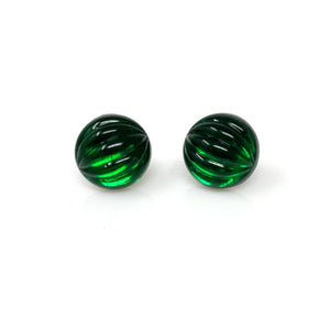 RONA ridged emerald studs-GREEN BIJOU