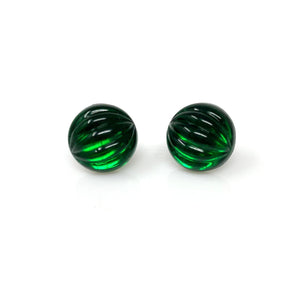 RONA ridged emerald studs - 