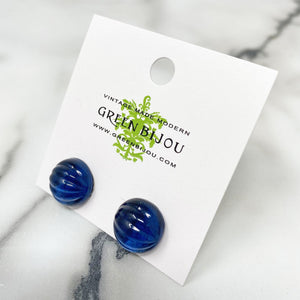 RONA ridged sapphire studs - 