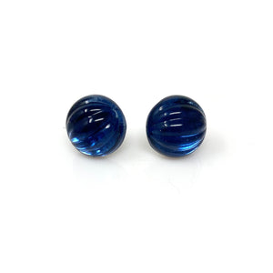 RONA ridged sapphire studs-GREEN BIJOU