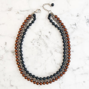 SAUNDRA black and copper pearl necklace - 