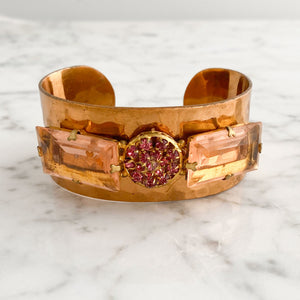 SHANNON vintage copper cuff bracelet-GREEN BIJOU
