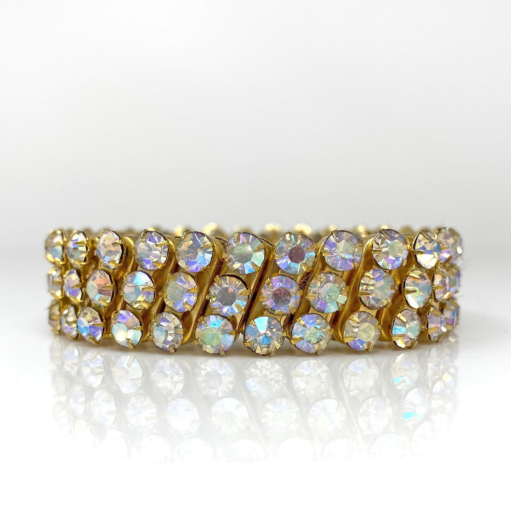 SIMAYA vintage ab rhinestone expansion bracelet-GREEN BIJOU