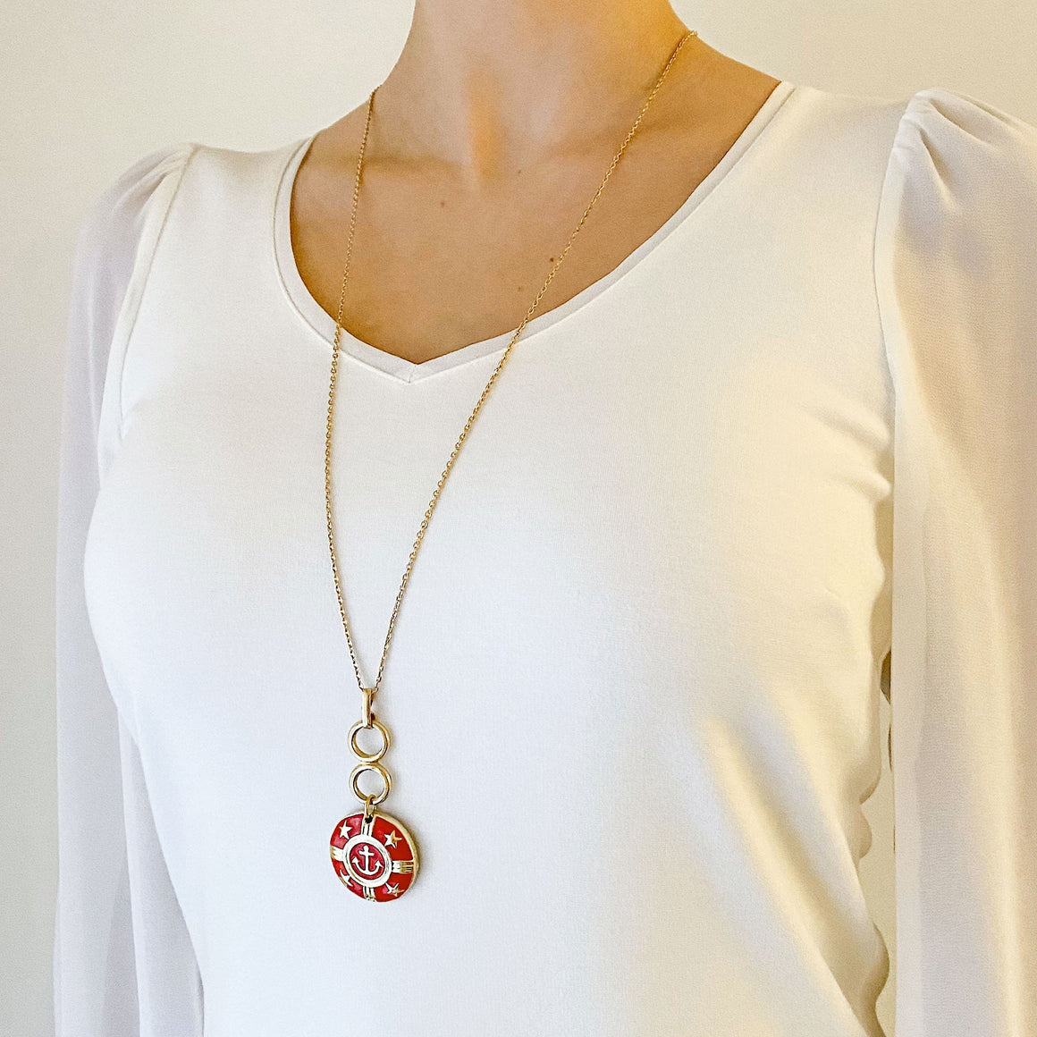 SIROIS vintage nautical pendant necklace-GREEN BIJOU
