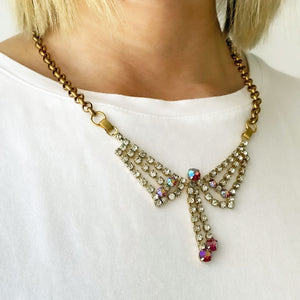 STEPHANIE rhinestone V necklace - 