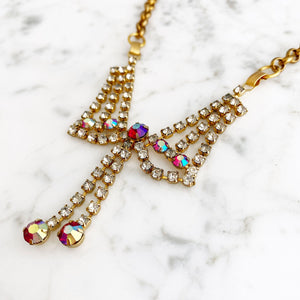 STEPHANIE rhinestone V necklace - 