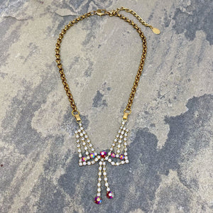 STEPHANIE rhinestone V necklace - 