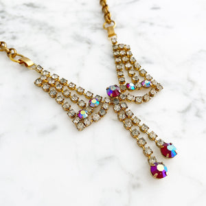 STEPHANIE rhinestone V necklace - 