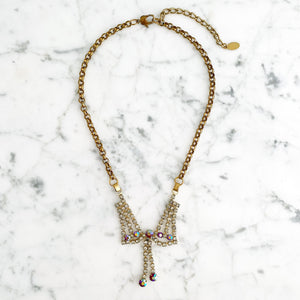 STEPHANIE rhinestone V necklace - 