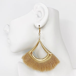 TATIYANA gold silk fan earrings - 