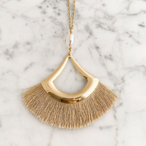 TATIYANA gold silk fan necklace - 