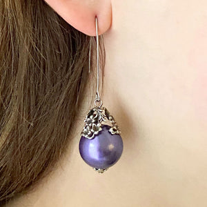 TATUM art nouveau purple pearl earrings - 