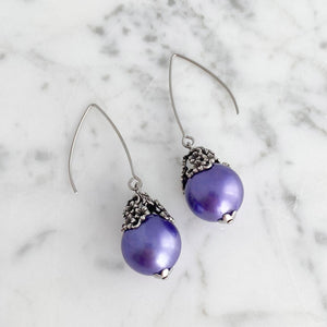 TATUM art nouveau purple pearl earrings - 