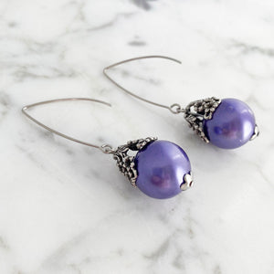 TATUM art nouveau purple pearl earrings - 