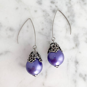 TATUM art nouveau purple pearl earrings - 