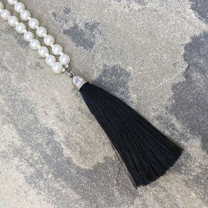 THOMSON pearl and black tassel necklace - 
