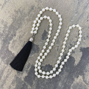 THOMSON pearl and black tassel necklace - 